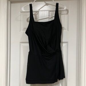 Beyond Control Black Square Neck Swim Dress
